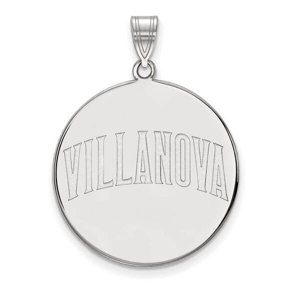 10k White Gold Villanova U. XL Script Disc Pendant - Picture 1 of 3